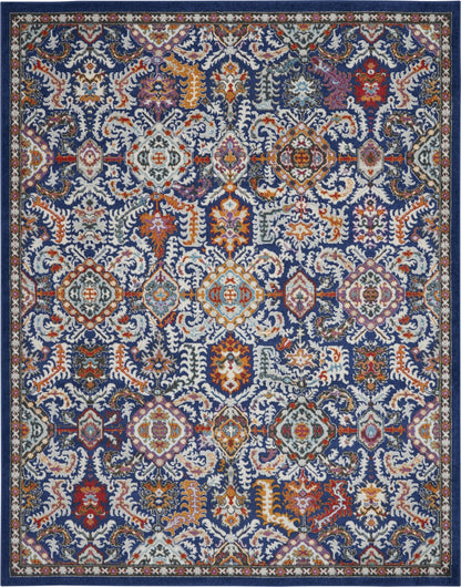 8' X 10' Blue And Ivory Power Loom Area Rug