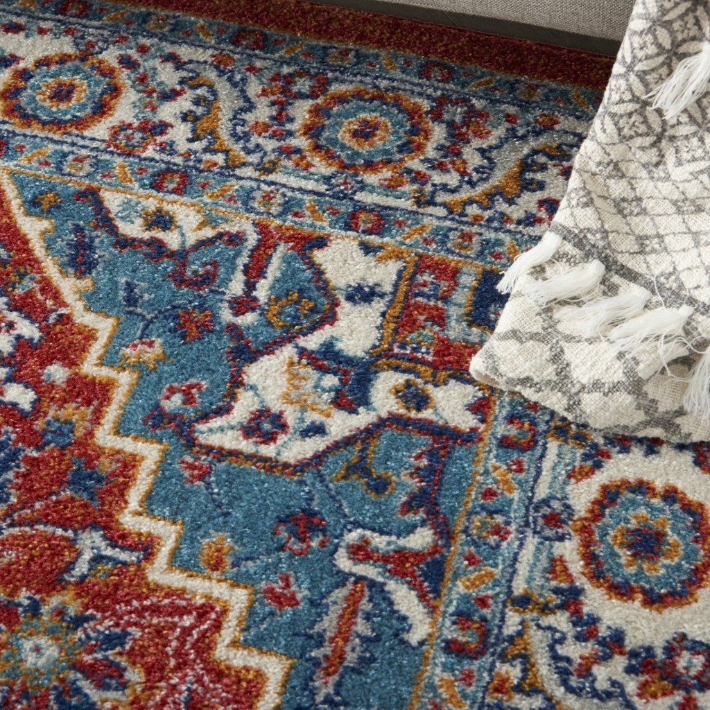 8’ X 10’ Red And Ivory Medallion Area Rug