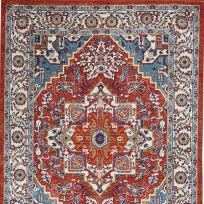 8’ X 10’ Red And Ivory Medallion Area Rug