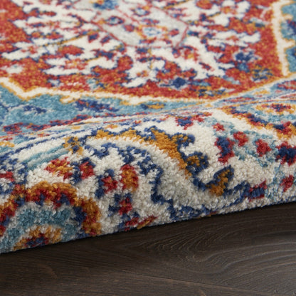 8’ X 10’ Red And Ivory Medallion Area Rug