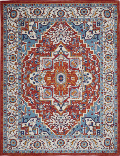 8’ X 10’ Red And Ivory Medallion Area Rug