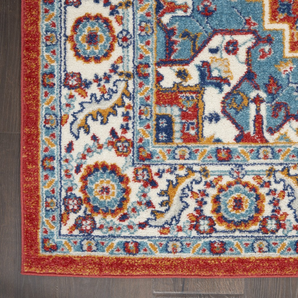 8’ X 10’ Red And Ivory Medallion Area Rug