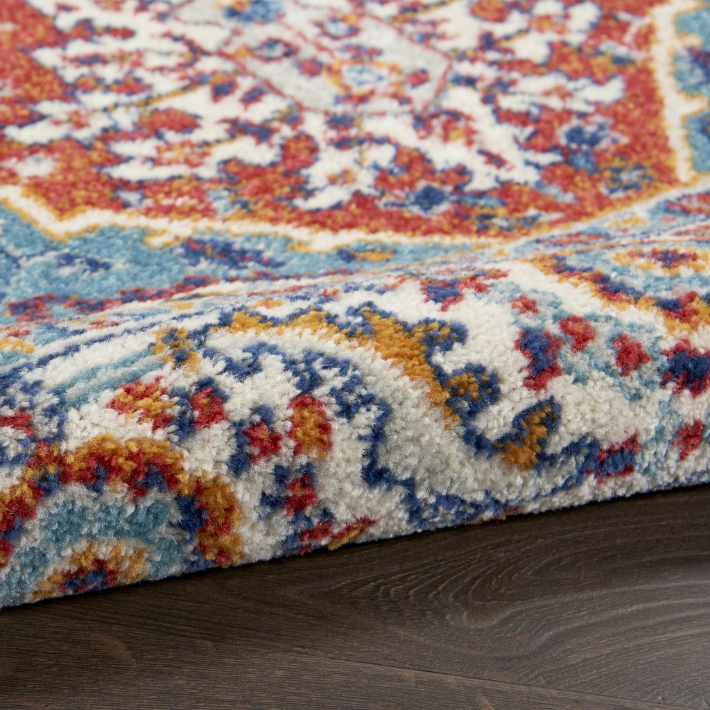 8’ X 10’ Red And Ivory Medallion Area Rug