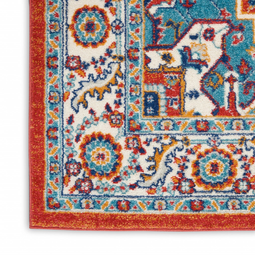8’ X 10’ Red And Ivory Medallion Area Rug