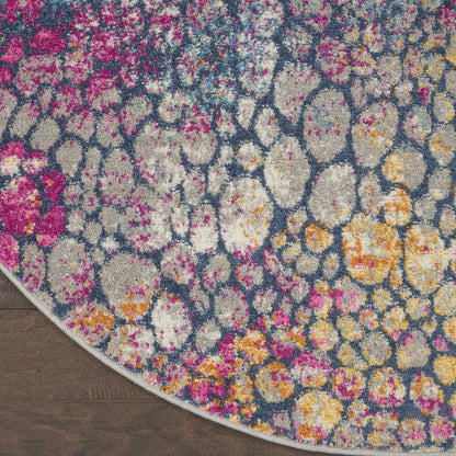 4' Pink And Ivory Round Coral Power Loom Area Rug