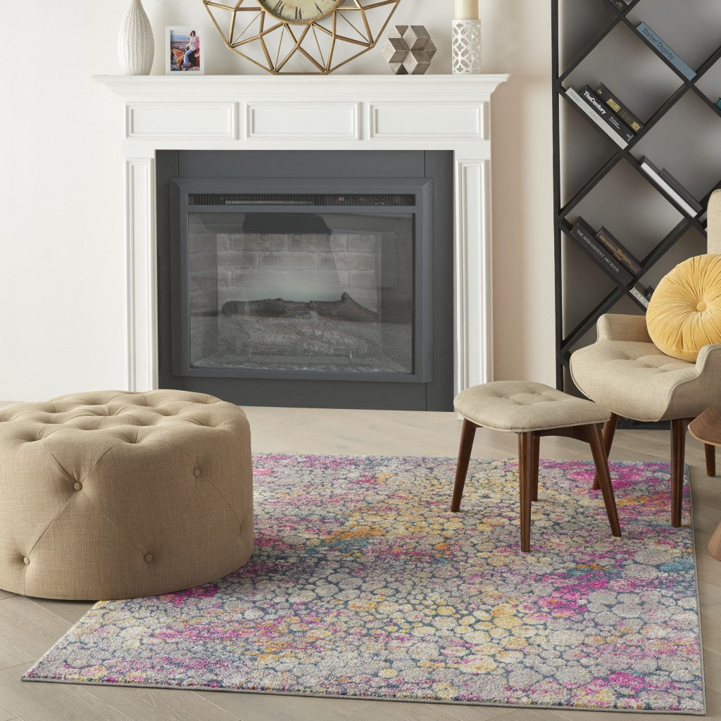 8' X 10' Pink And Ivory Coral Power Loom Area Rug