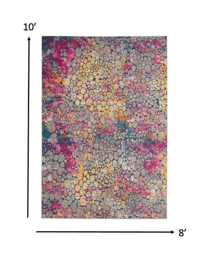 8' X 10' Pink And Ivory Coral Power Loom Area Rug