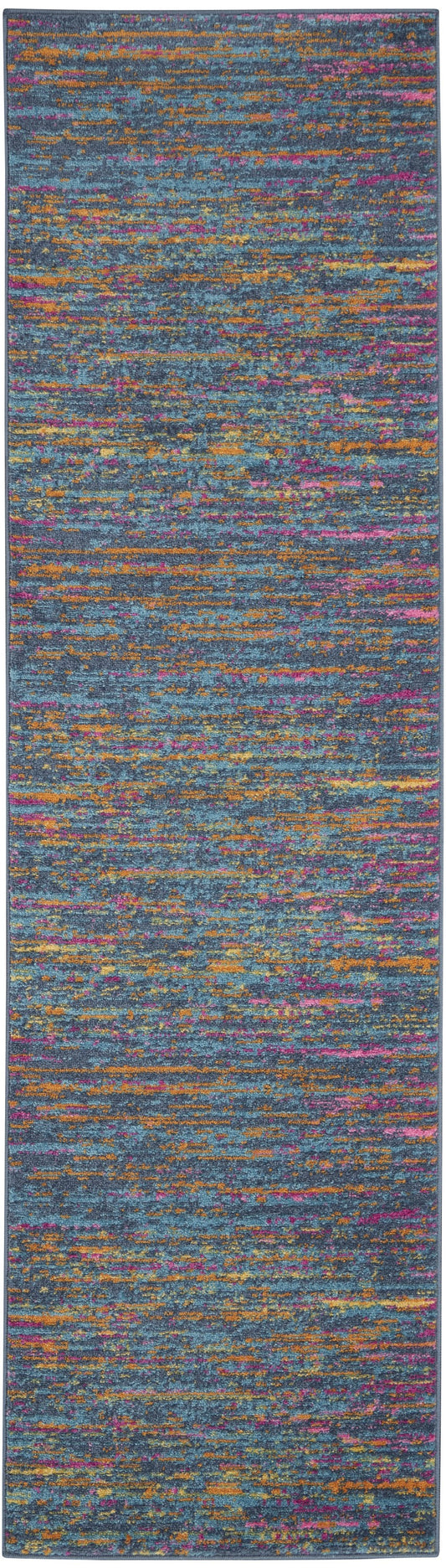 5' X 7' Blue And Orange Abstract Power Loom Area Rug