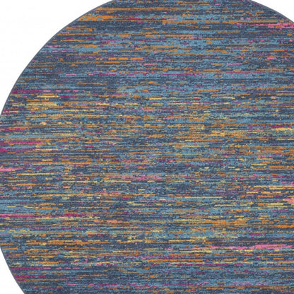 5' X 7' Blue And Orange Abstract Power Loom Area Rug