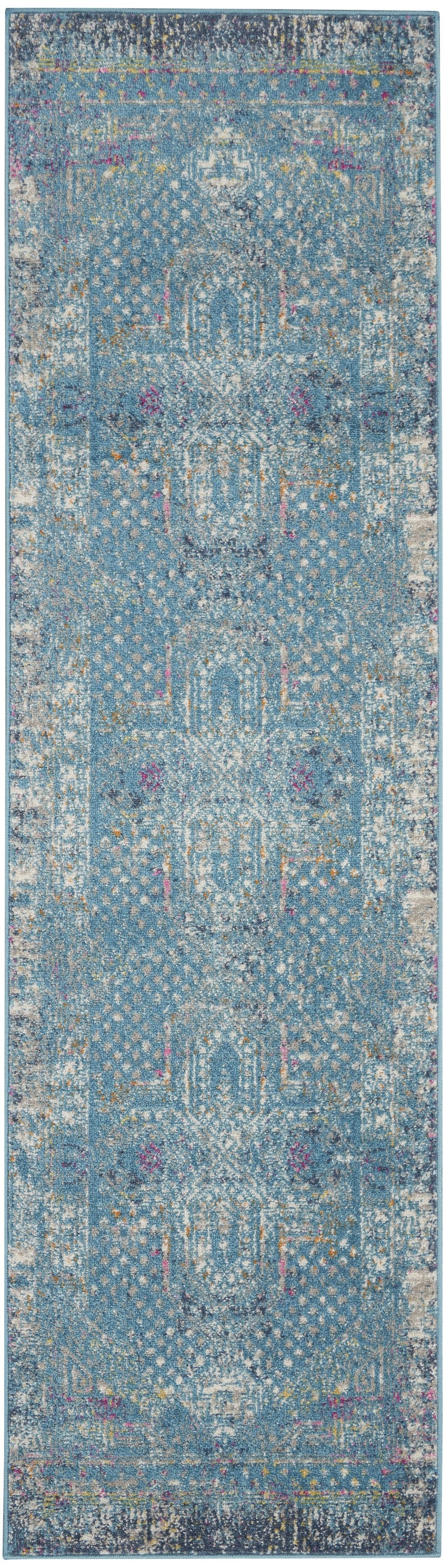 5' X 7' Blue Southwestern Power Loom Area Rug