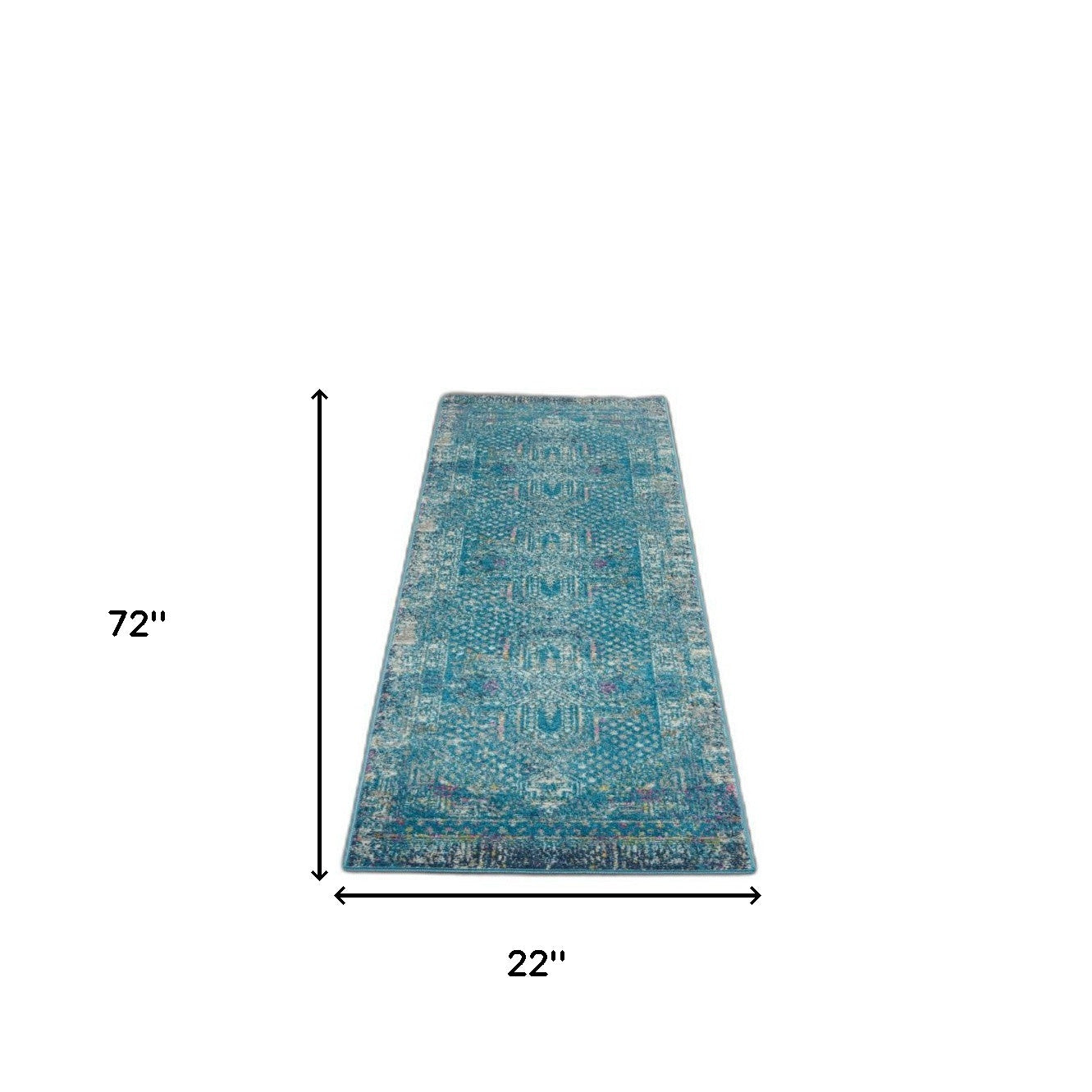 5' X 7' Blue Southwestern Power Loom Area Rug