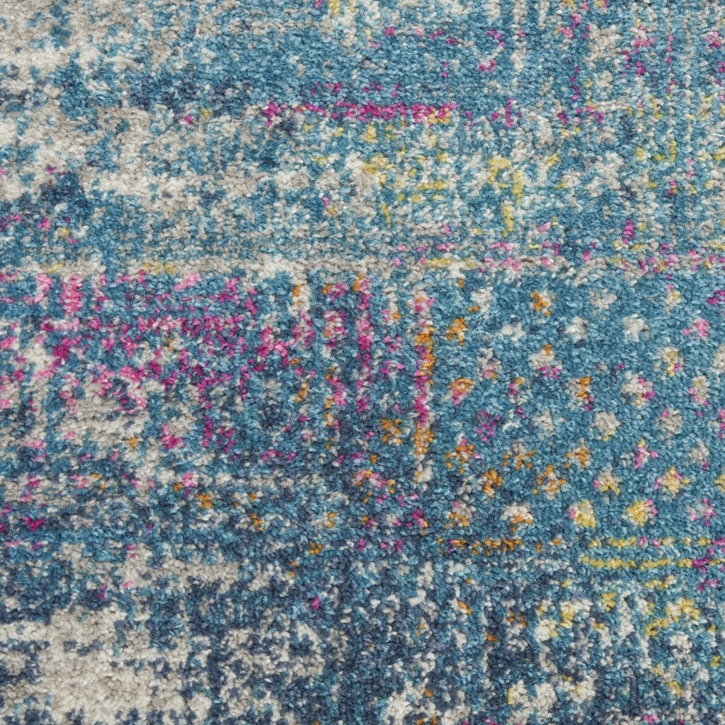 5' X 7' Blue Southwestern Power Loom Area Rug