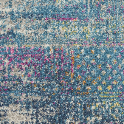 5' X 7' Blue Southwestern Power Loom Area Rug