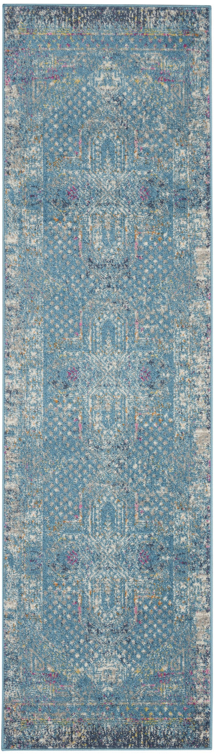 5' X 7' Blue Southwestern Power Loom Area Rug