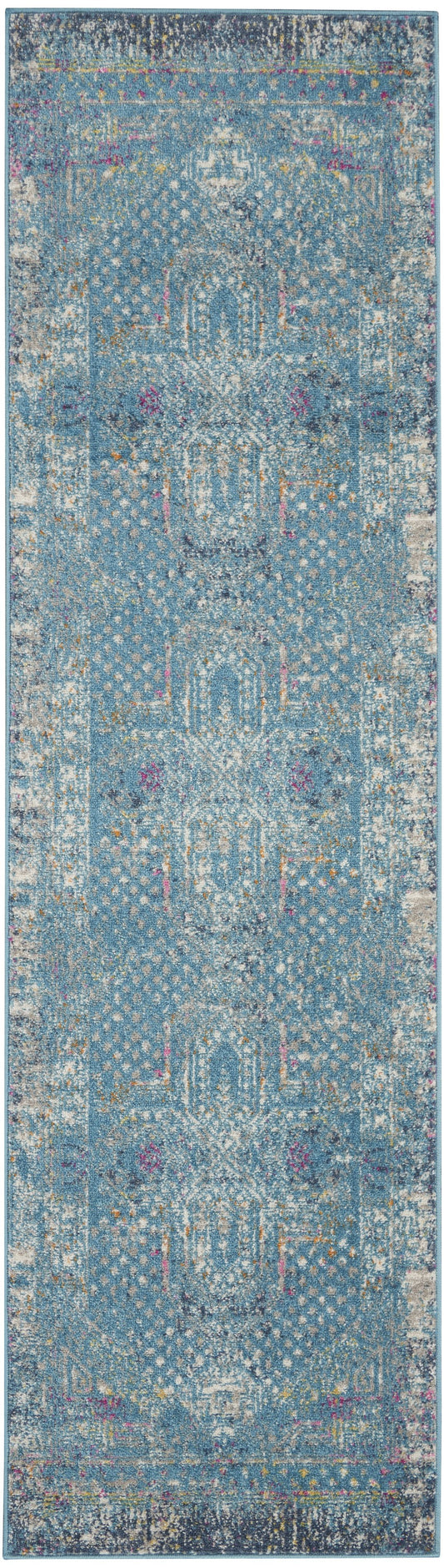 5' X 7' Blue Southwestern Power Loom Area Rug