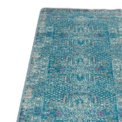 5' X 7' Blue Southwestern Power Loom Area Rug