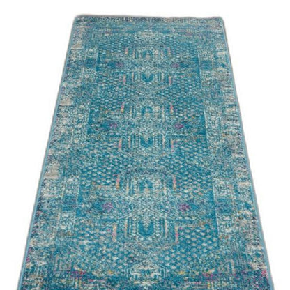 5' X 7' Blue Southwestern Power Loom Area Rug