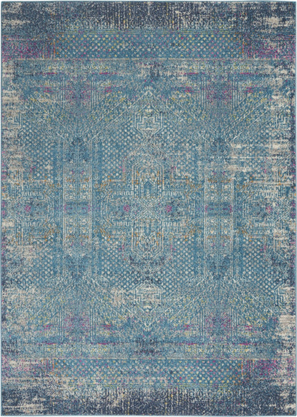 5' X 7' Blue Southwestern Power Loom Area Rug