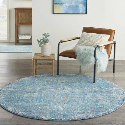 5' X 7' Blue Southwestern Power Loom Area Rug