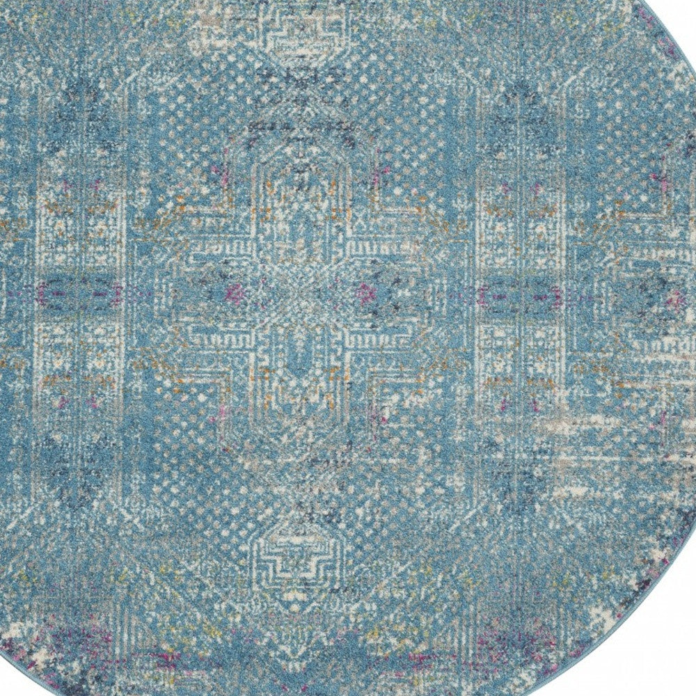 5' X 7' Blue Southwestern Power Loom Area Rug