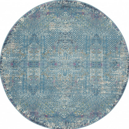 5' X 7' Blue Southwestern Power Loom Area Rug