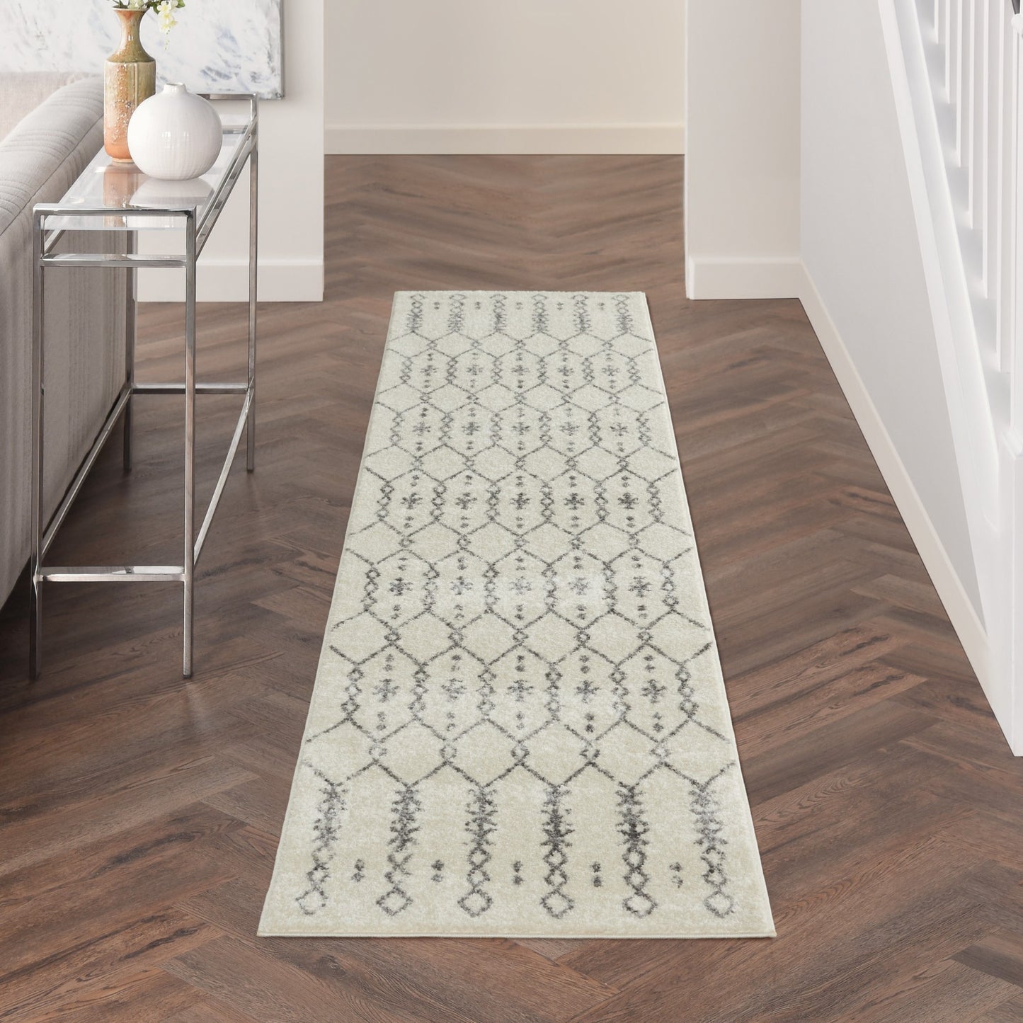 8' X 10' Gray Geometric Power Loom Area Rug