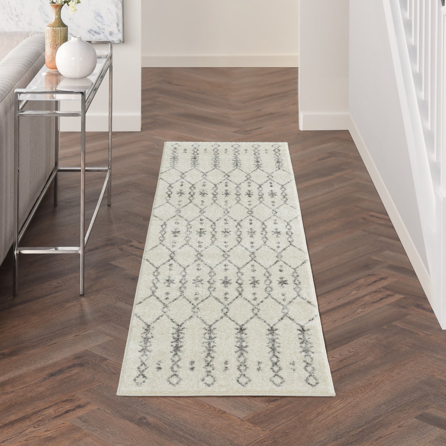 8' X 10' Gray Geometric Power Loom Area Rug