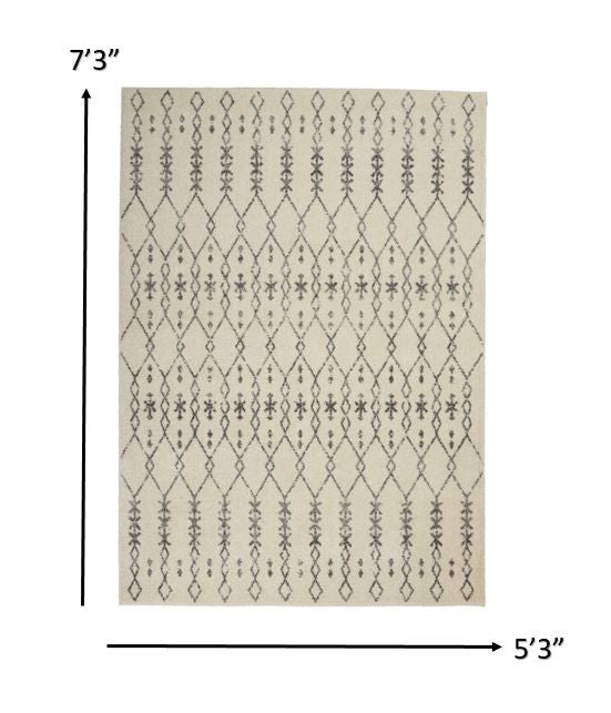 8' X 10' Gray Geometric Power Loom Area Rug