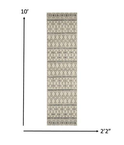 5' X 7' Gray Geometric Berber Power Loom Area Rug