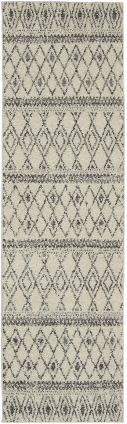 5' X 7' Gray Geometric Berber Power Loom Area Rug