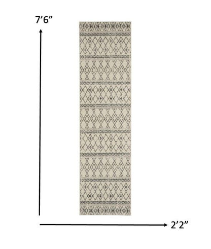 5' X 7' Gray Geometric Berber Power Loom Area Rug