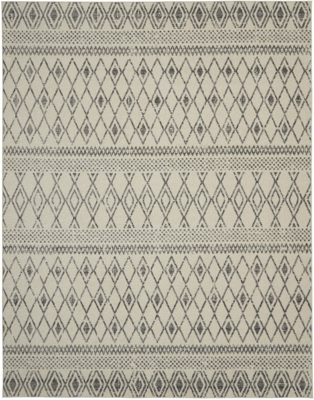 5' X 7' Gray Geometric Berber Power Loom Area Rug