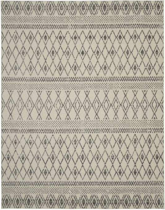 5' X 7' Gray Geometric Berber Power Loom Area Rug