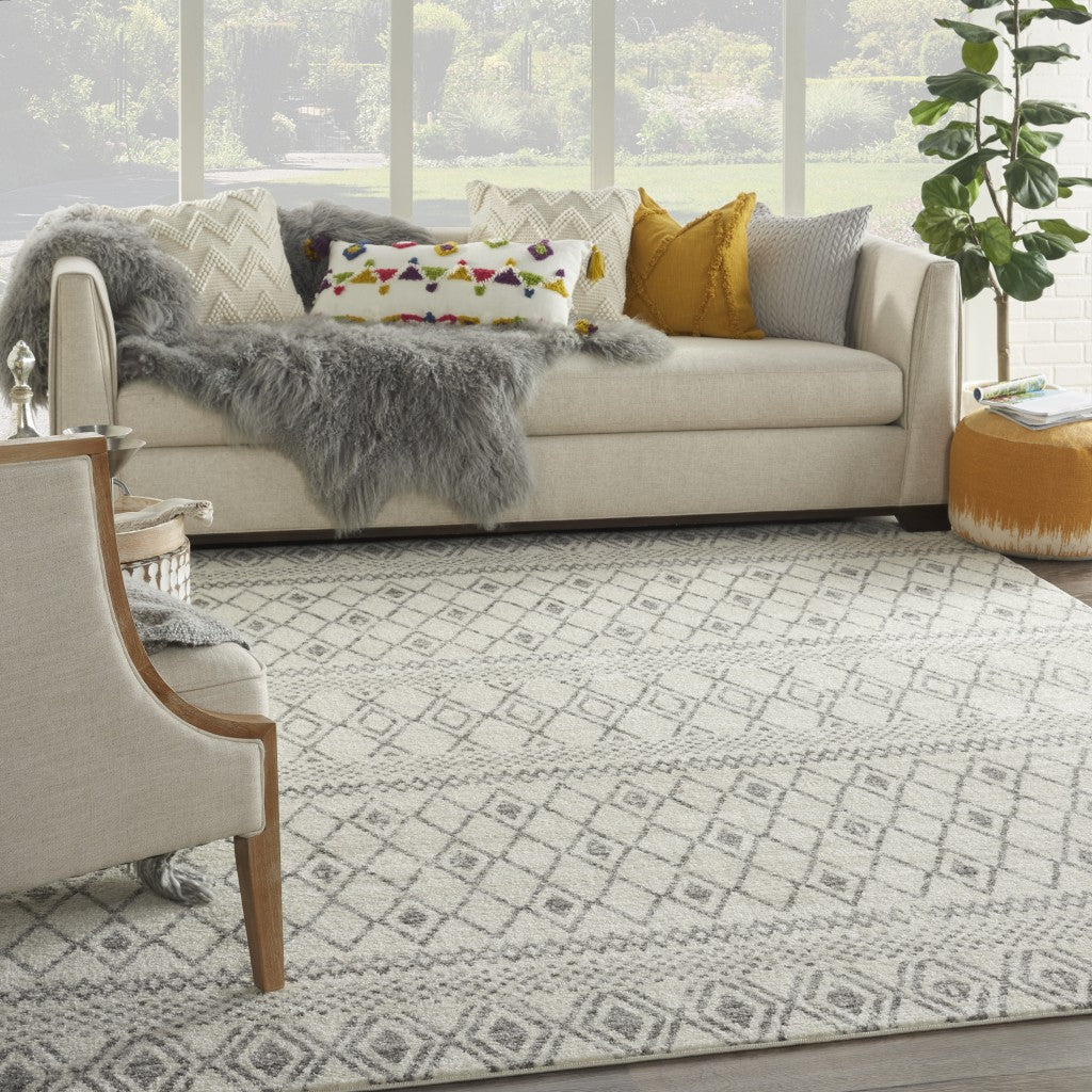 5' X 7' Gray Geometric Berber Power Loom Area Rug