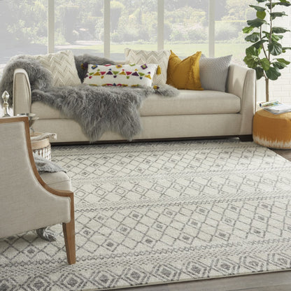 5' X 7' Gray Geometric Berber Power Loom Area Rug