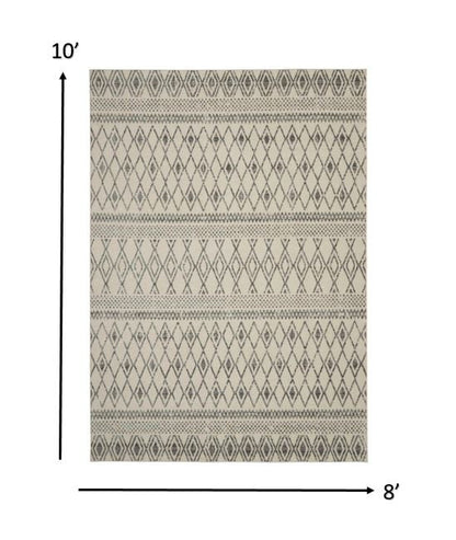 5' X 7' Gray Geometric Berber Power Loom Area Rug