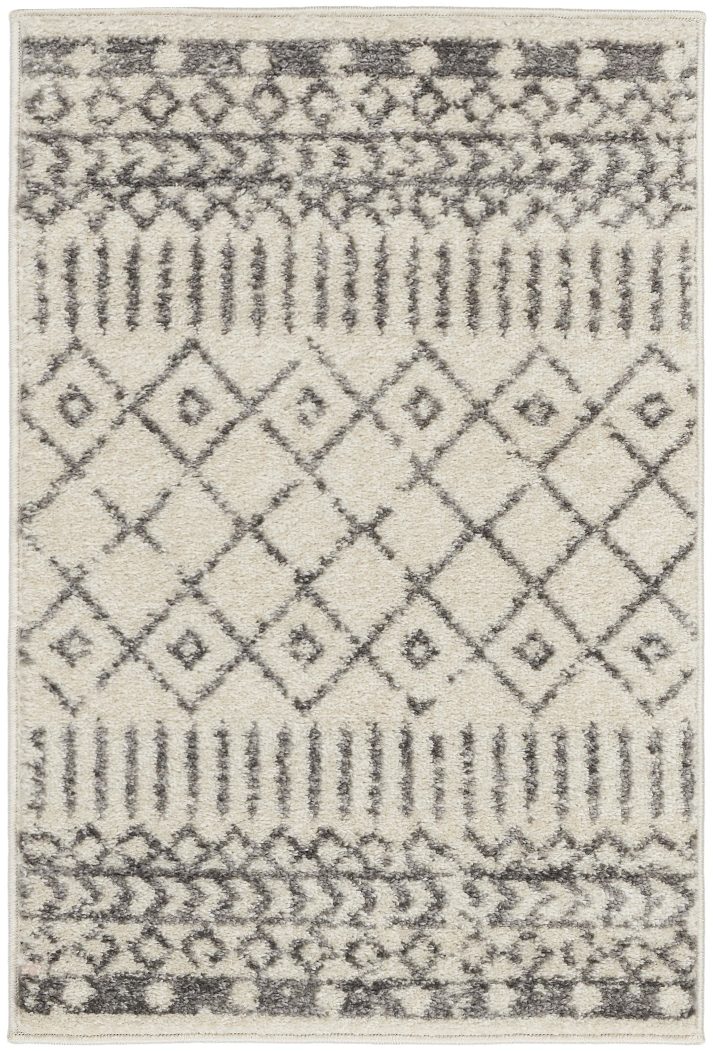 4' Gray Round Geometric Power Loom Area Rug