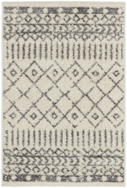 4' Gray Round Geometric Power Loom Area Rug
