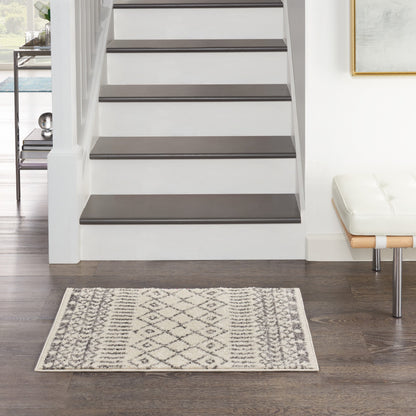 4' Gray Round Geometric Power Loom Area Rug