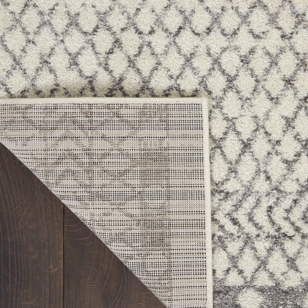 4' Gray Round Geometric Power Loom Area Rug