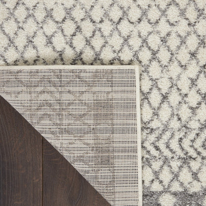 4' Gray Round Geometric Power Loom Area Rug