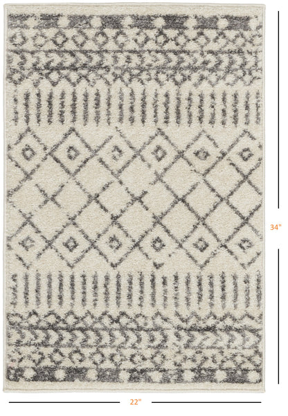4' Gray Round Geometric Power Loom Area Rug