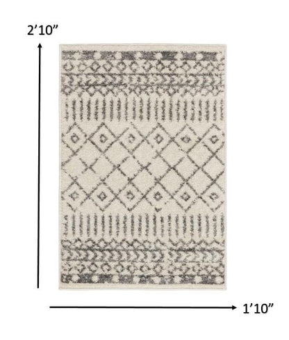 4' Gray Round Geometric Power Loom Area Rug