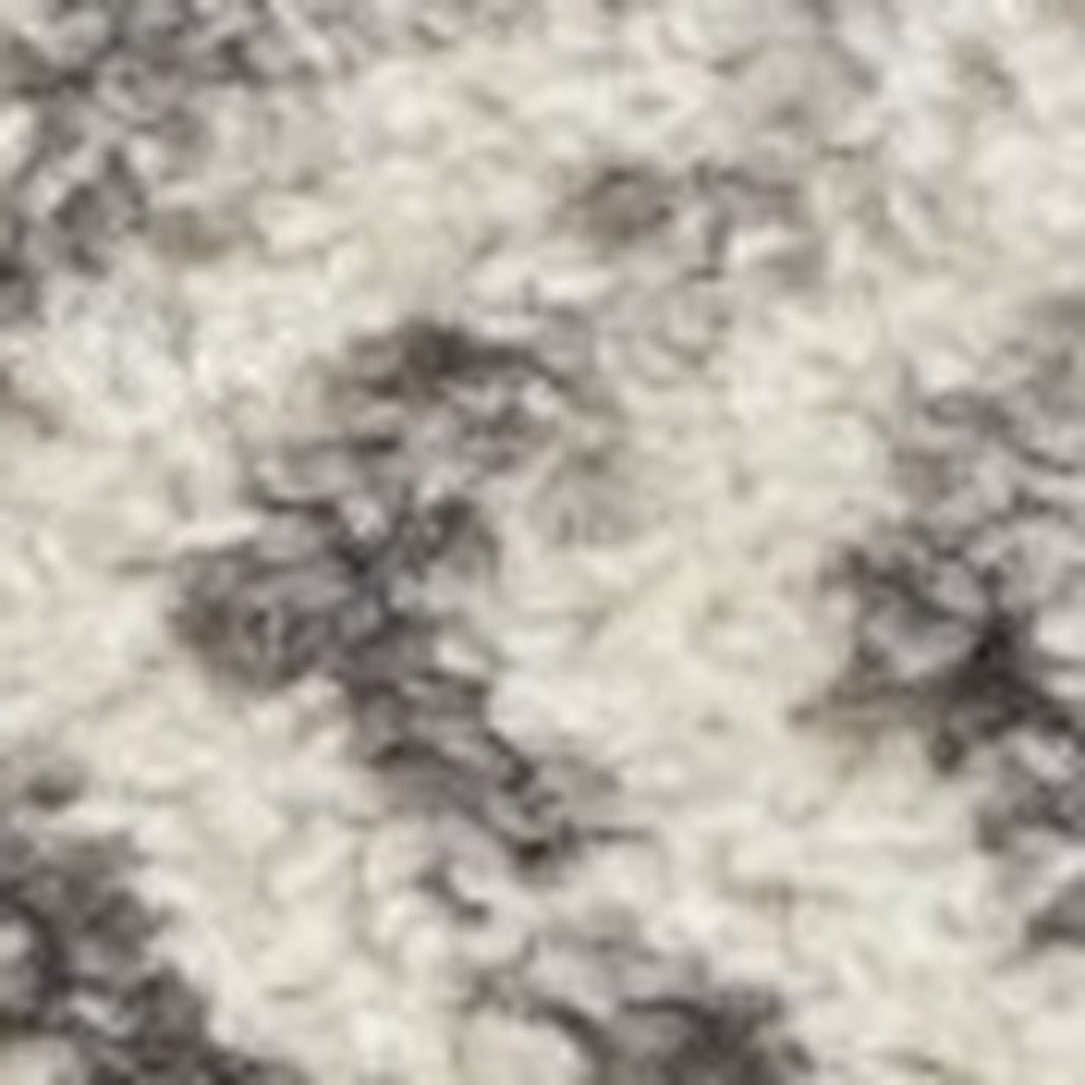 4' Gray Round Geometric Power Loom Area Rug