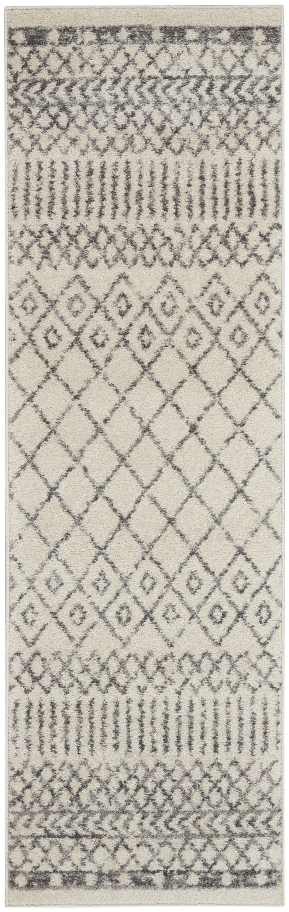 4' Gray Round Geometric Power Loom Area Rug