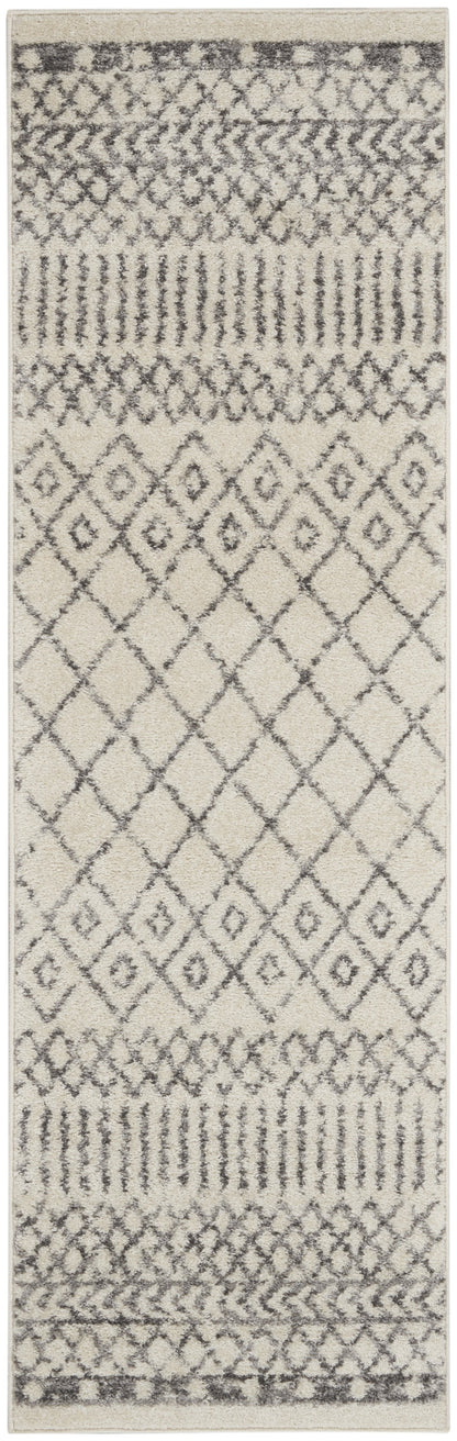 4' Gray Round Geometric Power Loom Area Rug