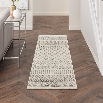 4' Gray Round Geometric Power Loom Area Rug