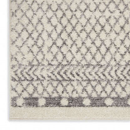4' Gray Round Geometric Power Loom Area Rug