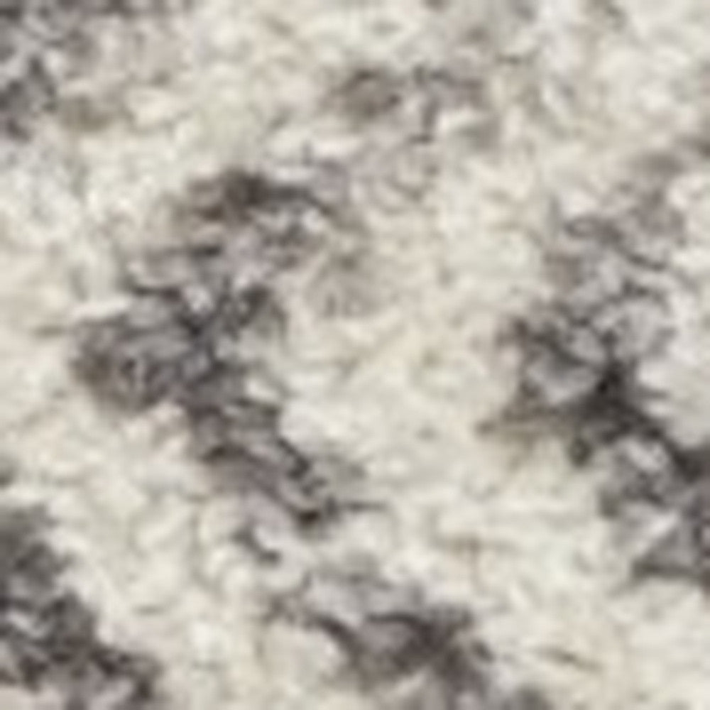 4' Gray Round Geometric Power Loom Area Rug