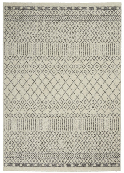4' Gray Round Geometric Power Loom Area Rug